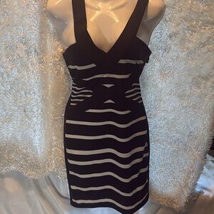 Kardashian Kollection Strapless Black and White Dress